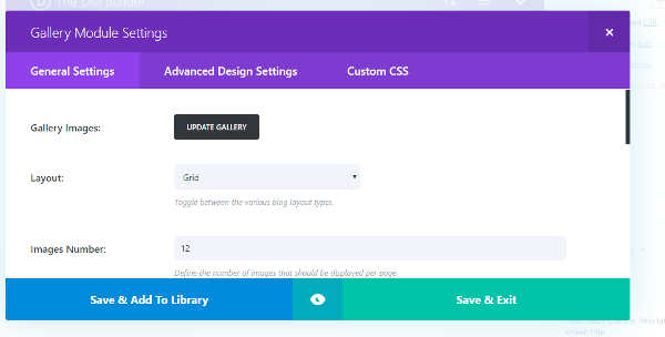 gallery module settings